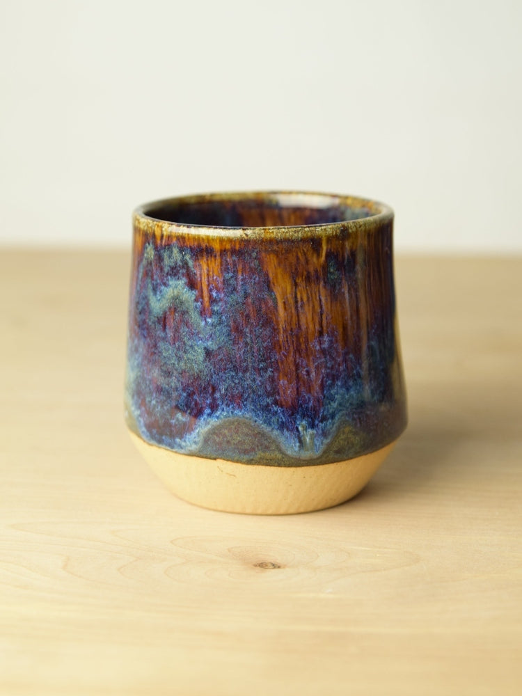 Earthy Handmade Ceramic Wine Tumbler Browns Blues