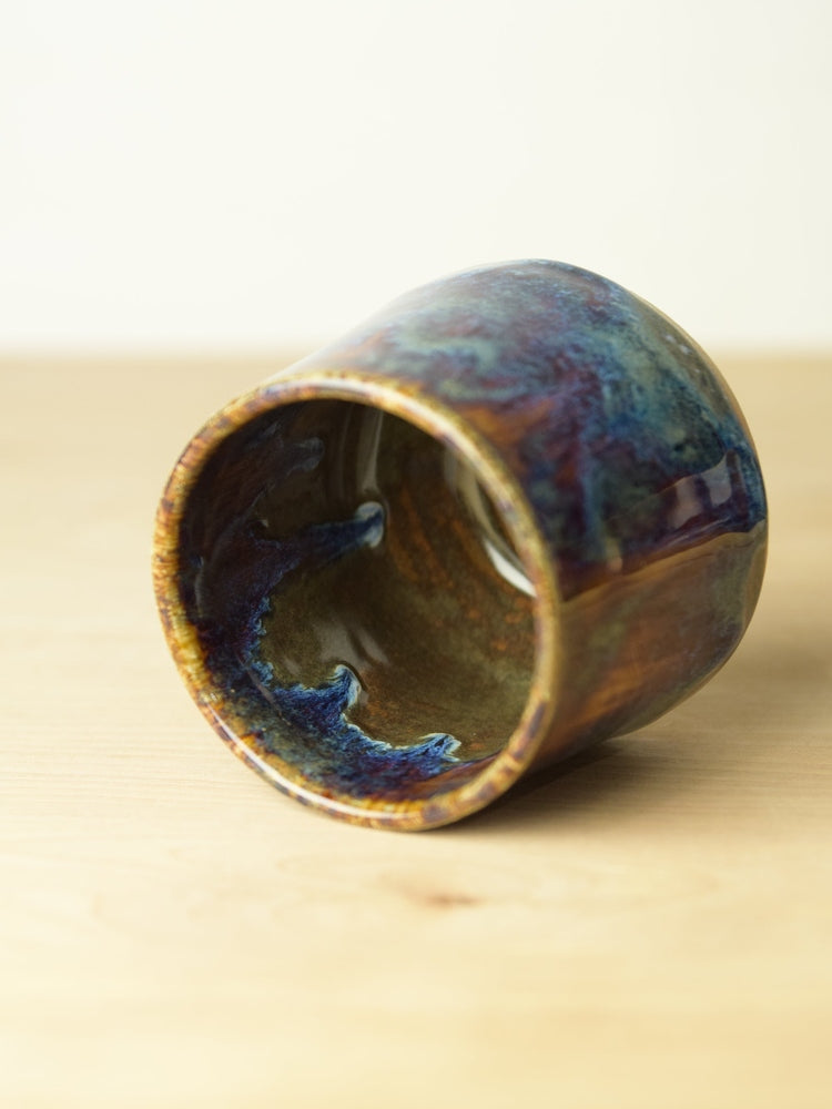 Earthy Handmade Ceramic Wine Tumbler Browns Blues