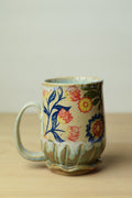 Handmade Pottery Mug with Floral Design