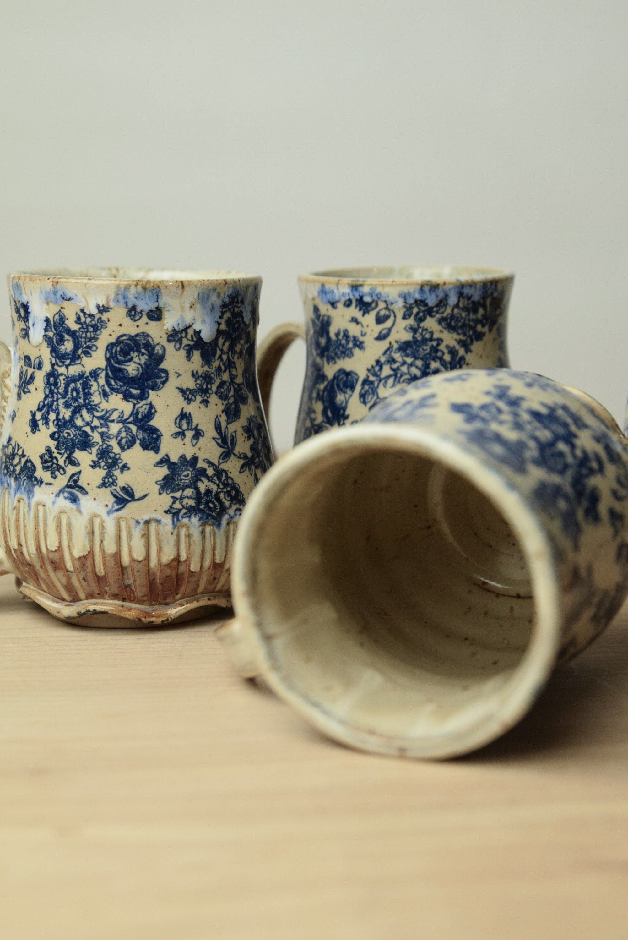 Handmade Blue Roses Cottage Core Mug