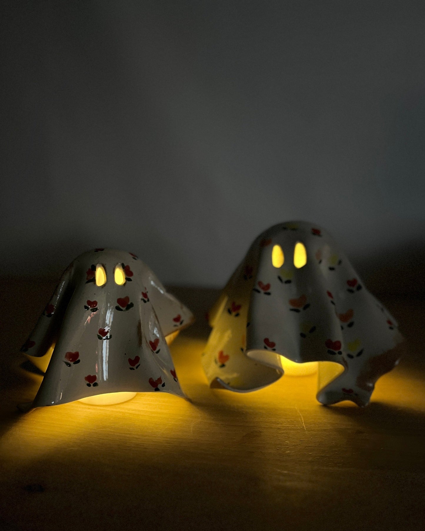 Handmade Ceramic Ghost Decor Floral Pattern