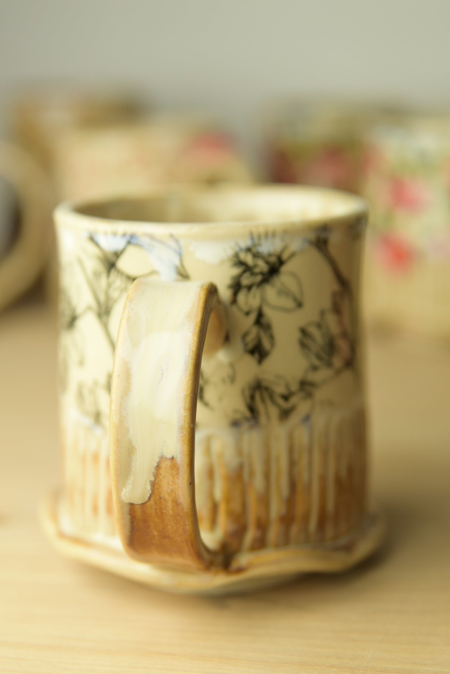 Wheel Thrown Pottery - Cozy Cottage Magnolia Flower Mug