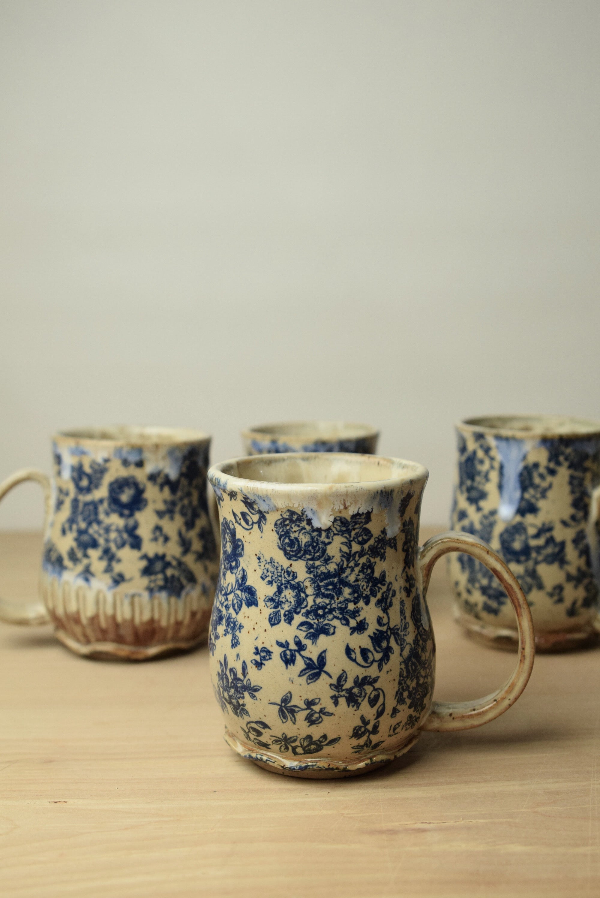 Handmade Blue Roses Cottage Core Mug