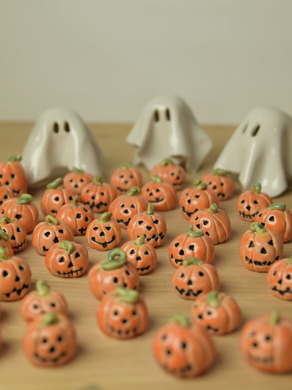 Mini Ceramic Carved Jack-o’-lantern Pumpkins