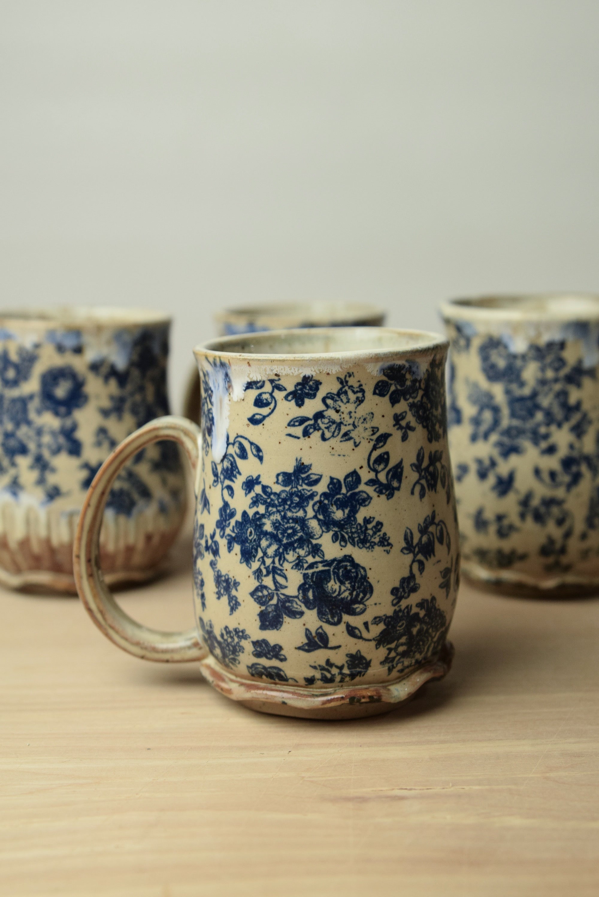Handmade Blue Roses Cottage Core Mug