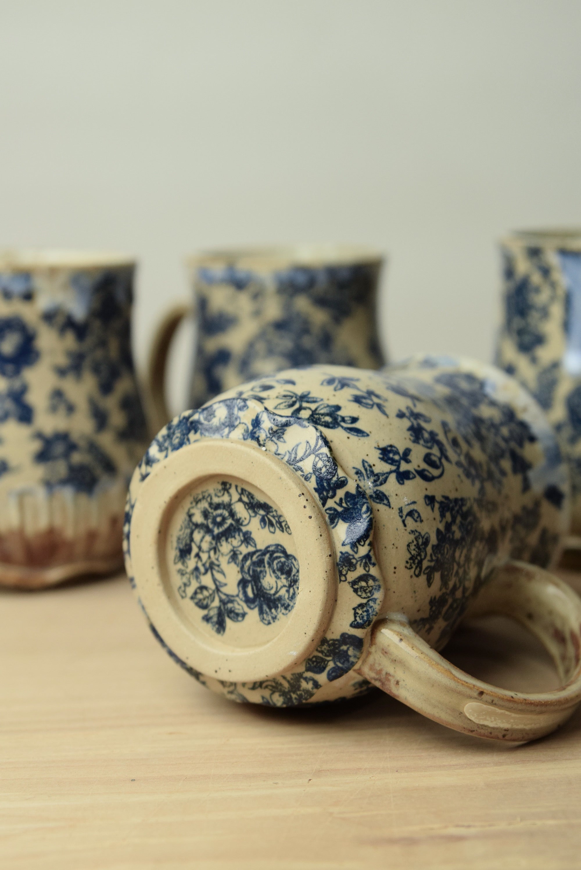Handmade Blue Roses Cottage Core Mug
