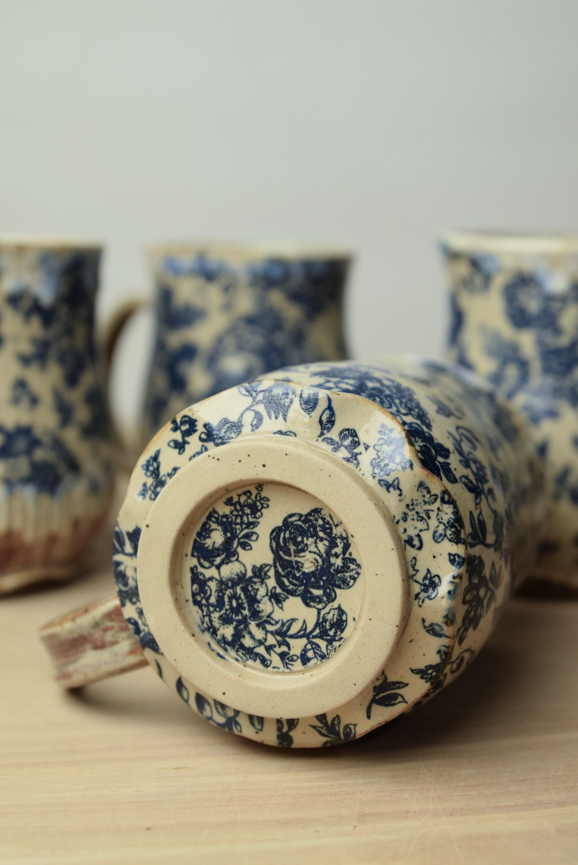 Handmade Blue Roses Cottage Core Mug