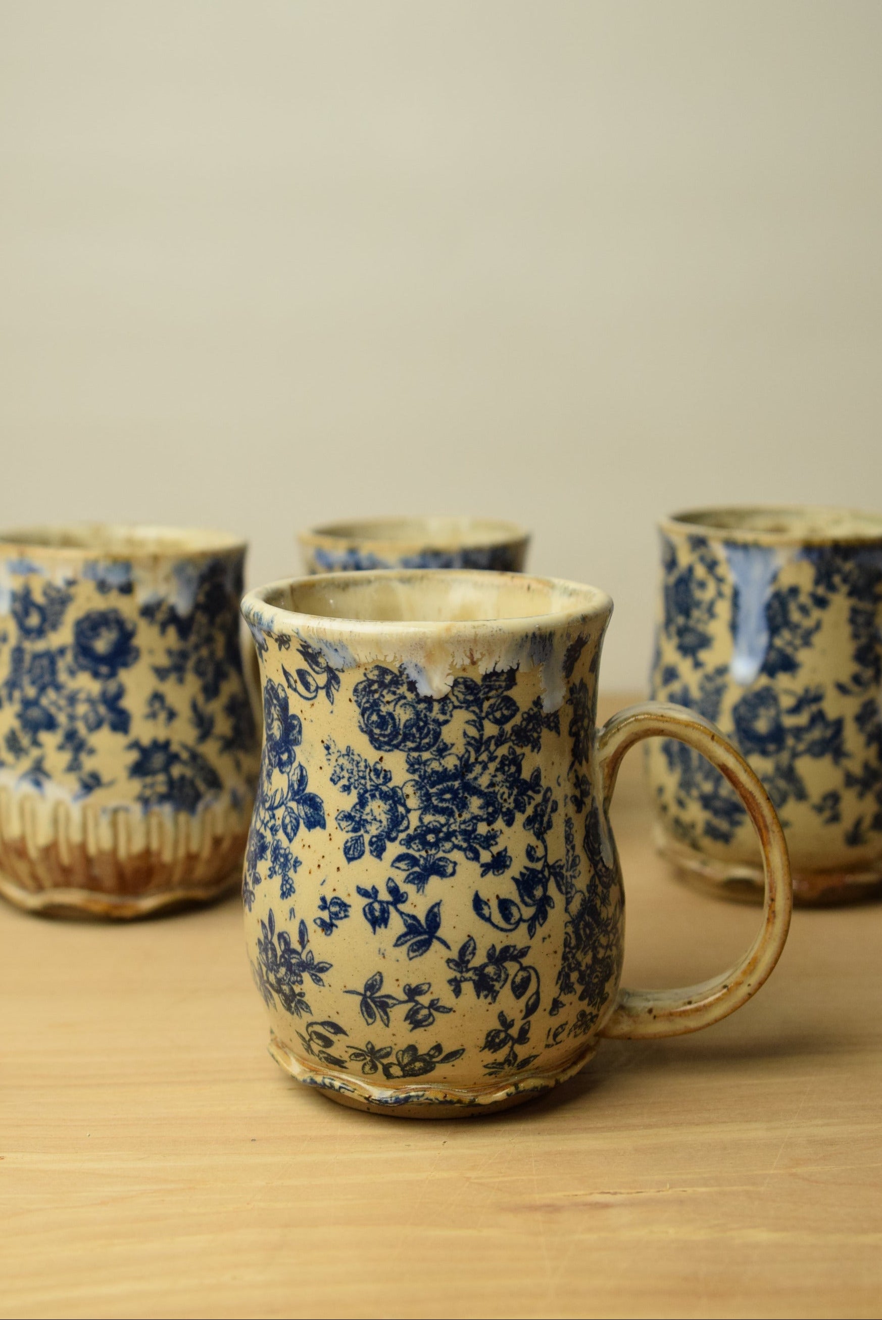 Handmade Blue Roses Cottage Core Mug