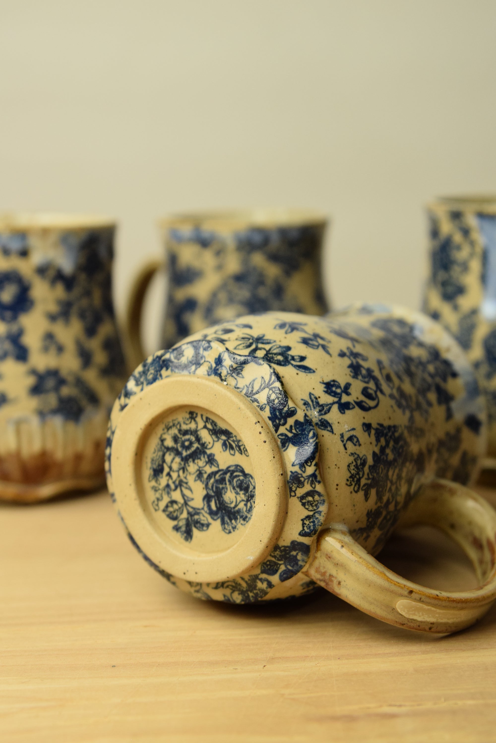 Handmade Blue Roses Cottage Core Mug