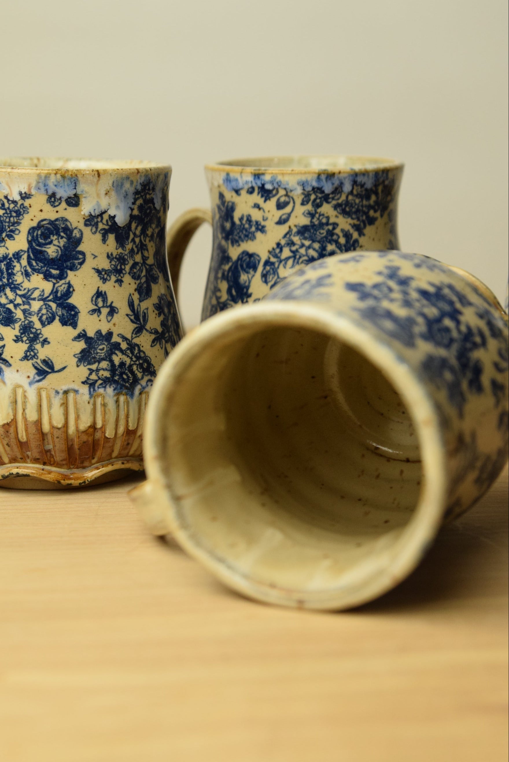 Handmade Blue Roses Cottage Core Mug