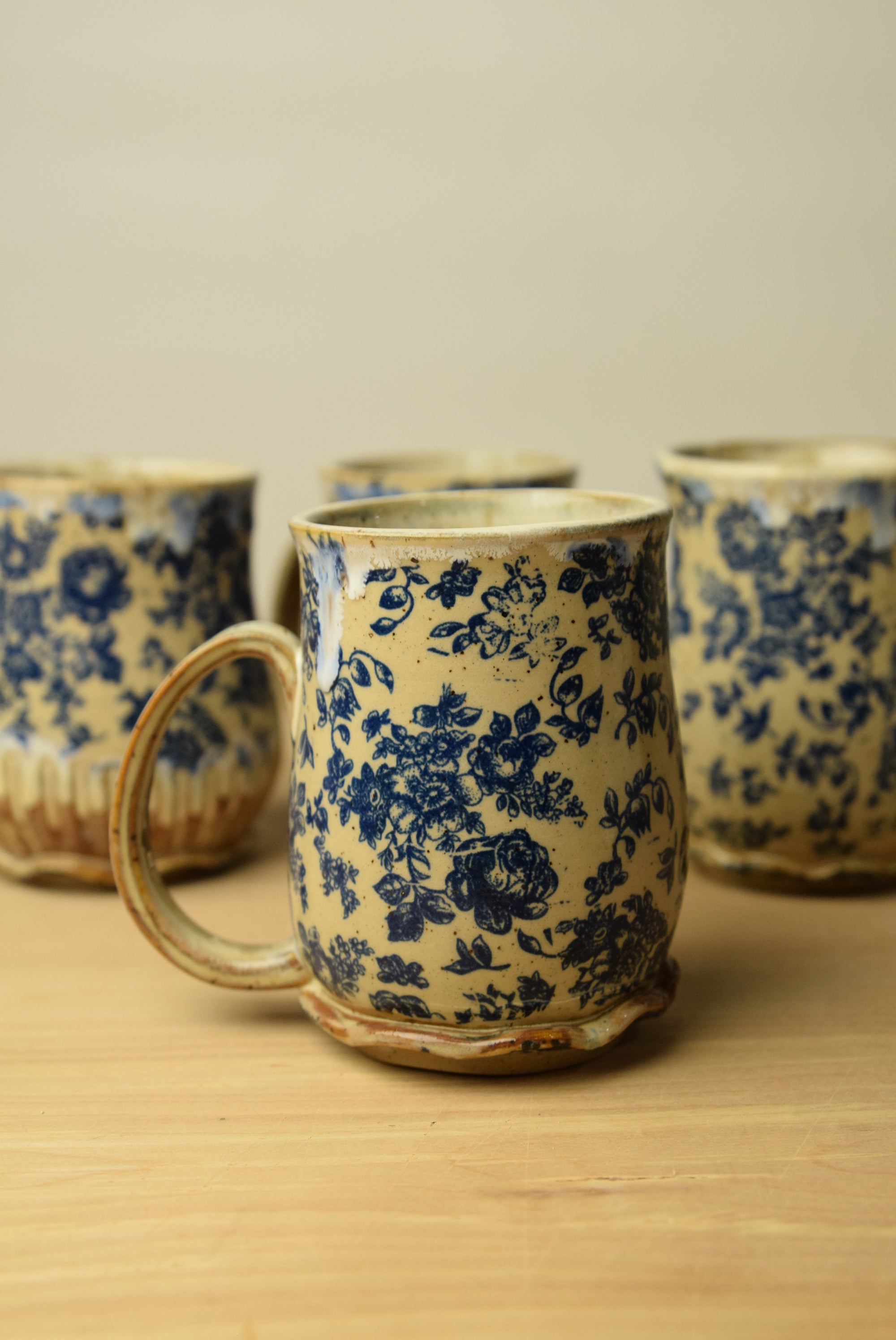 Handmade Blue Roses Cottage Core Mug