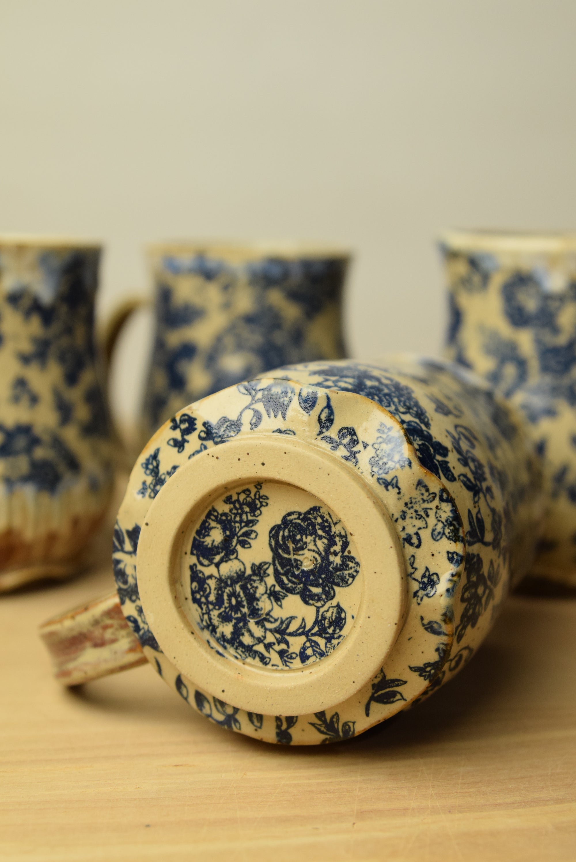 Handmade Blue Roses Cottage Core Mug