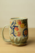 Handmade Pottery Mug with Floral Design