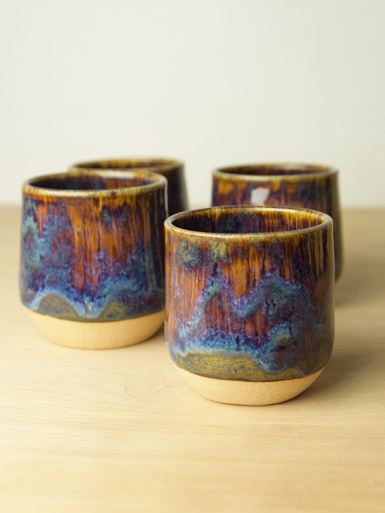 Earthy Handmade Ceramic Wine Tumbler Browns Blues