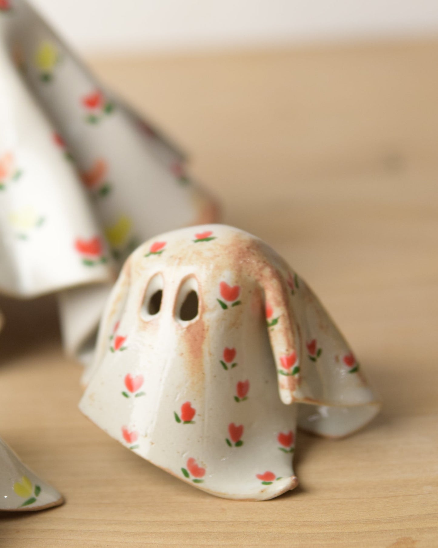 Handmade Ceramic Ghost Decor Floral Pattern