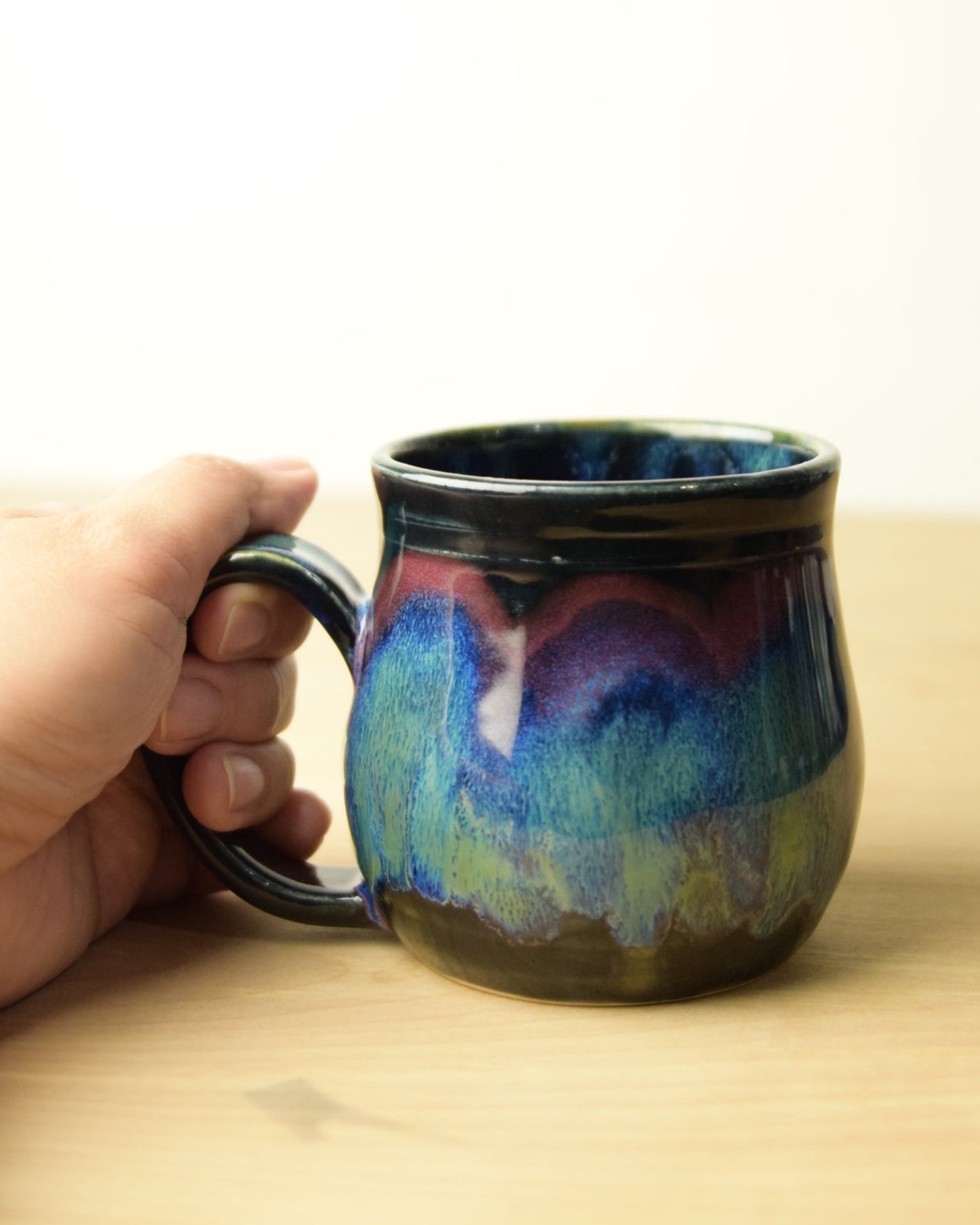 Northern Lights Wheel Thrown Ceramic Coffee Mug
