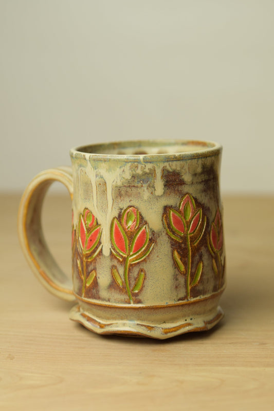 Wheel Thrown Pottery - Cozy Cottage Floral Mug