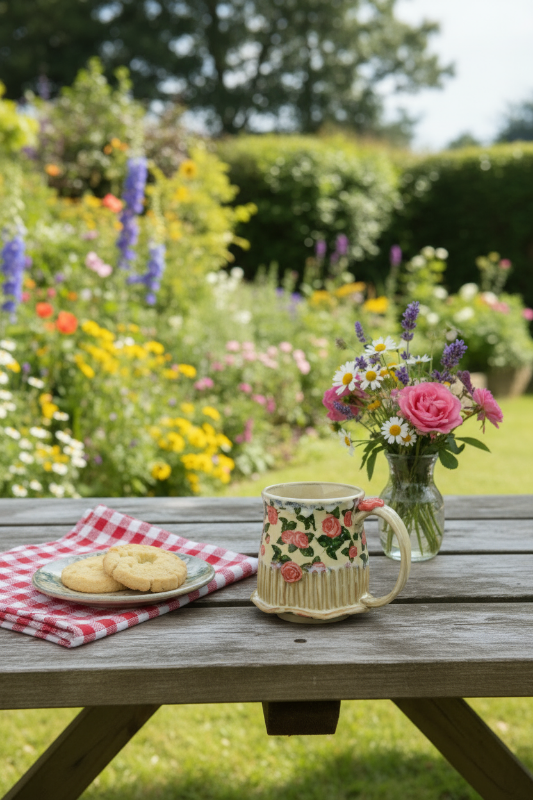 Wheel Thrown Pottery - Cozy Cottage Red Roses Mug