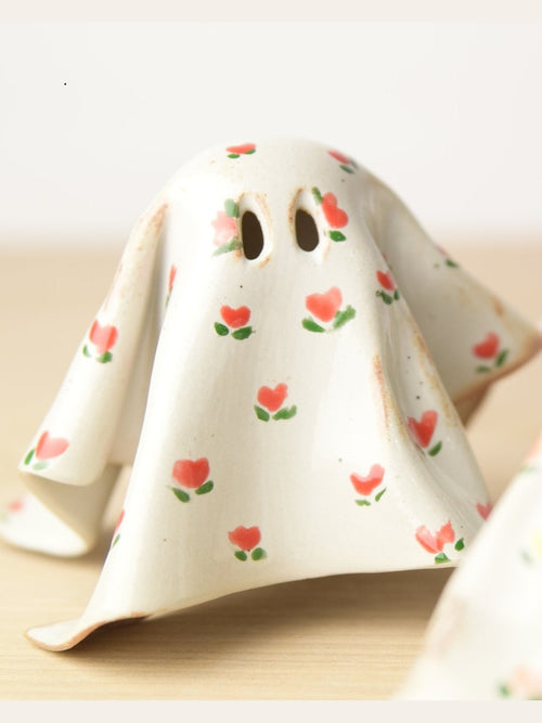 Handmade Ceramic Ghost Decor Floral Pattern